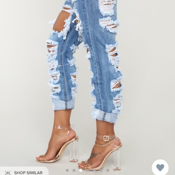 SOLD Fashion Nova No Sensor Distressed Denim Jean SZ 13 - Picture 3 of 13